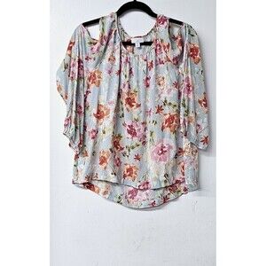 J JILL Petite Floral Cold Shoulder 3/4 Sleeve Women Shirt (M)